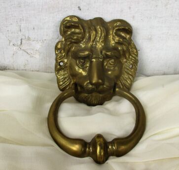 Brass Door Knocker Lions Head Ring Architectural Gorgeous Reclaimed 7.48"