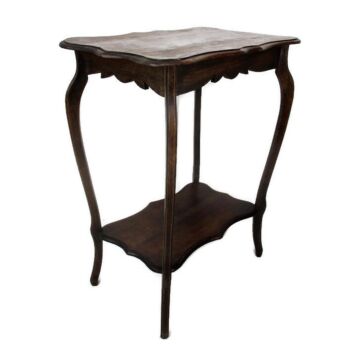 Art Nouveau Wood Side Occasional Wine Table Pedestal Plant Stand Two Tier HTF