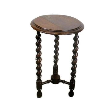 Small Barley Twist Wooden Tripod Side Display Table Pedestal Plant Stand 19.68"
