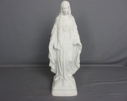 French Antique 1900 Bisque Statue Virgin Mary Our Lady Madonna Open Arms 15"