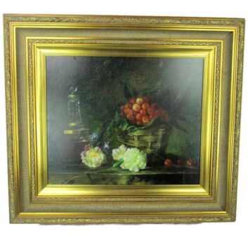 Large Oil Painting Canvas Framed Gorgeous Frame Signed Still life Bouquet
