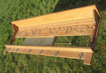 Antique 19th Century Large Coat Hat Rack Carved Wood Stunning
