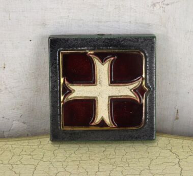Small Mid Century Modern Ceramic Modernist Crucifix Basic Marked Rigo Lillois