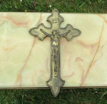 vintage Brass Hanging Crucifix Cross Jesus Christ Decorative