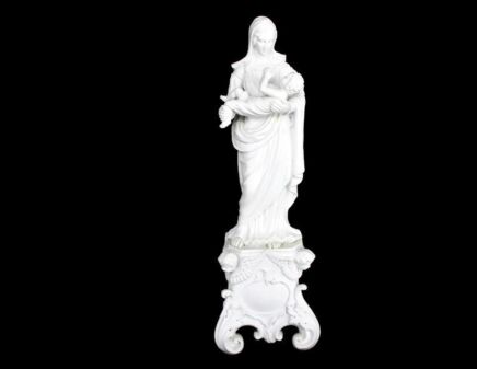 Large French Antique 1900 Bisque Statue Virgin Mary Our Lady Infant Jesus Exquisite 18.5"