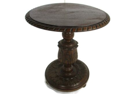 Coffee Side Occasional Wine Plant Table large Hand Carved Ornate Wood Round