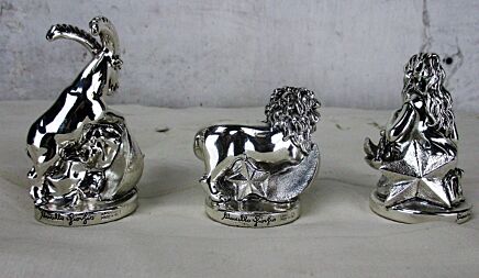 3 Italian Silver Plated Argenta Marcello Giorgio Sculptures zodiac signs Leo