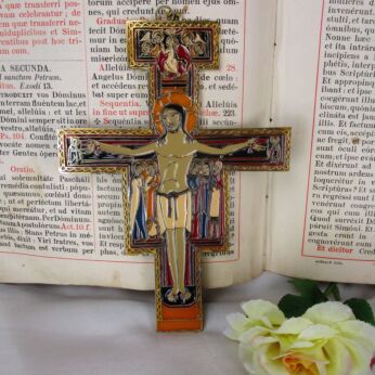 San Damiano Crucifix Jesus Christ Saints IHS Nazare Jesus of Nazareth Enamel