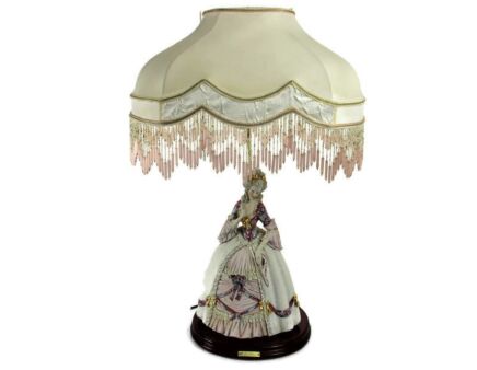 Vittorio Sabadin Desk Lamp Figurine Statue Capodimonte Victorian Lady extremely rare Collector