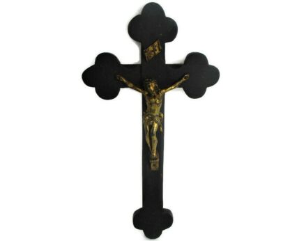 Ornate Hanging Wall Crucifix Cross Brass Corpus Wooden Crucifix  Jesus Christ Corpus Christi Vintage 13.77"
