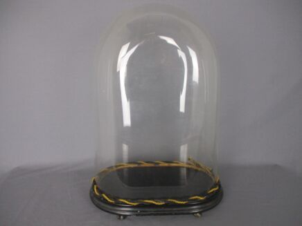 Antique Victorian Oval Hand Blown Glass Globe Dome Doll Clock 19.09" H 13.7"W