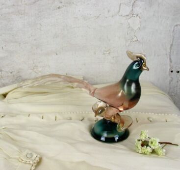 Large Murano Ercole Barovier/ Barbini Exotic Bird Gold Flecks HTF Collector