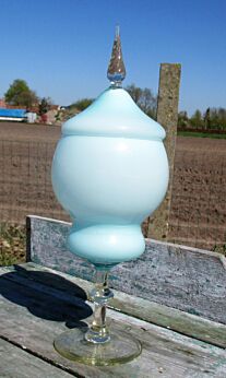 Vintage Azuro Blue Cased Glass Apothecary Candy Jar Footed era Murano Empoli