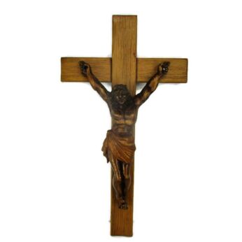 Hand Carved Wood Hanging Ornate Crucifix Wooden Corpus Jesus Christ Gorgeous