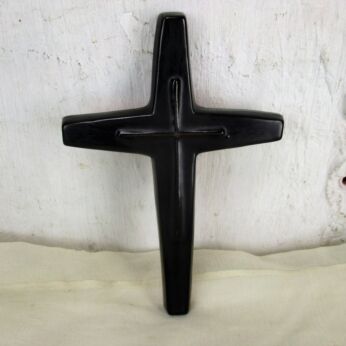 Small Mid Century Modern Ceramic Modernist Black Crucifix Era Amphora Perignem