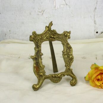 Vintage French Standing Brass Embossed Oval picture frame Ornate Rococo