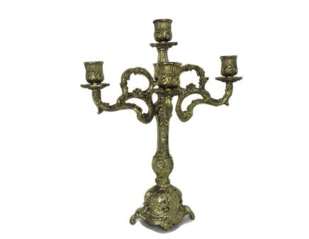 Vintage Gorgeous Brass Ornate Candle Holder Stick Candelabra 5 arm