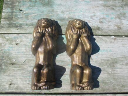 Pair Vintage Lion Iron Door Wall Hanging Ornaments Decoration Figurine