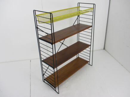 Retro Authentic Tomado 60s Midcentury Design Standing Wall Shelf Unit Rack Teak Rare A.D. Dekker Design Etagere Funky