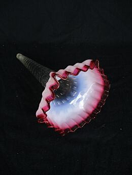 Venetian Murano Chandelier Part White Cranberry Spindle Italian Glass Reclaimed
