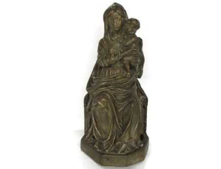 VIntage Statue Sitting Our Lady Virgin Mary Infant Sedes Sapientiae Plaster Gorgeous