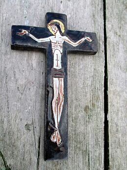 Mid Century Design Small Ceramic Modernist Crucifix era Tieberghien Amphora