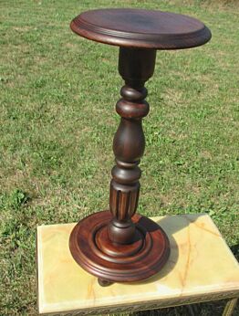 Vintage Carved wood Pedestal Display Side Table Plant Stand 23.62"