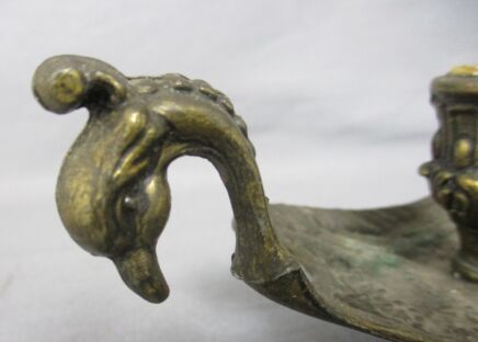 Gothic Vintage Brass Ornate Candle Holder Phoenix Griffin Dragon Italian Italy