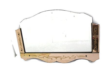 Art Nouveau Mirror Pink Edges Flowers Venetian Ornate Art Deco Beveled glass Vanity Dresser Hallway