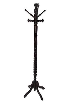 Standing Hall Tree Coat Hallway Rack Wood Barley Twist Stem Vintage Barn Country
