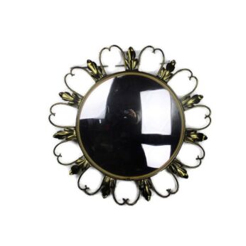 Retro Modernist Starburst Sunburst Metal Wall Convex Mirror Mid Century Modern