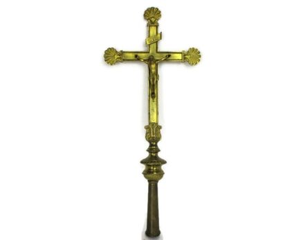 Processional cross Church Crucifix Religious Catholic Authentic Brass French
