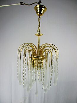 Wedding Chandelier Teardrop Beaded 3 Lights Prisms Waterfall era Venini