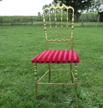 Vintage Authentic Chiavari Chair Brass Hollywood Regency Italian refurbished