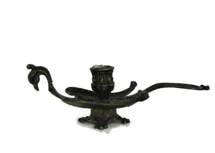 Gothic Vintage Brass Ornate Candle Holder Phoenix Griffin Dragon Italian Italy