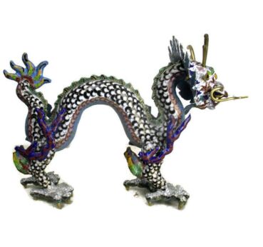 Dragon Cloisonne Enamel Brass Polychrome Figurine Statue Lovely