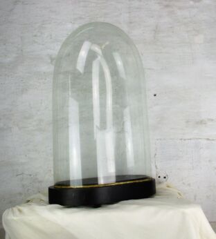 XXL Antique Victorian Oval Hand Blown Glass Globe Dome Steampunk Clock 24.40"