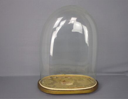 Antique Victorian Oval Hand Blown Glass Globe Dome Doll Clock 19.29" H 13.77"