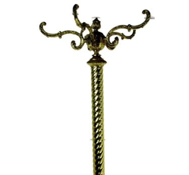 Mid Century Modern Cast Brass Hall Tree Coat Hat Rack Marble Base Eyecatcher
