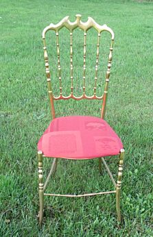 Vintage Authentic Chiavari Chair Brass Italian Hollywood Regency Design Seating