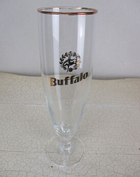 Buffalo Stemmed Belgian Brewery Stout Ale Glass Belgium Gold rim HTF Collector