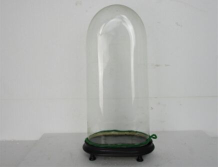 Antique Victorian Oval Hand Blown Glass Globe Dome Doll Clock 15.94" H 7.08"W