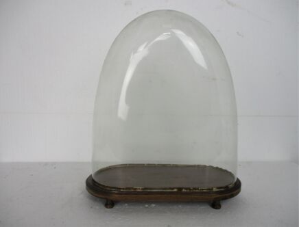 Antique Victorian Oval Hand Blown Glass Globe Dome Doll Clock 14.96" H 13.38"W