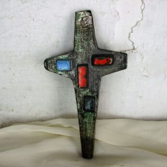 Mid Century Modern Ceramic Modernist Crucifix Era Amphora Perignem 9.84"