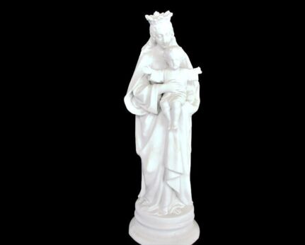 Large French Antique 1900 Bisque Statue Virgin Mary Our Lady Infant Jesus Exquisite 14.56"
