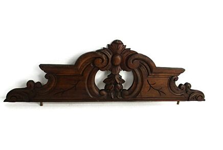 Hand Carved Wood French Pediment Ornate Over door Architectural Antique