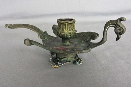 Gothic Vintage Brass Ornate Candle Holder Stick Phoenix Griffin Dragon