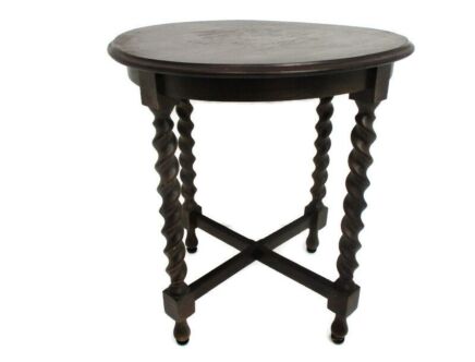 Large Barley Twist Wooden Side Wine Table Pedestal Plant Bonsai Stand Georgian Barn Style Gorgeous