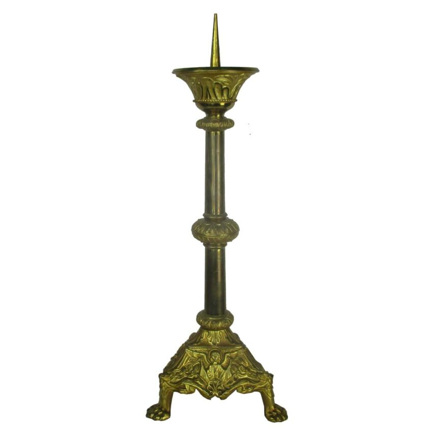 Large High Quality Antique Gothic Brass Church Altar Candlesticks
