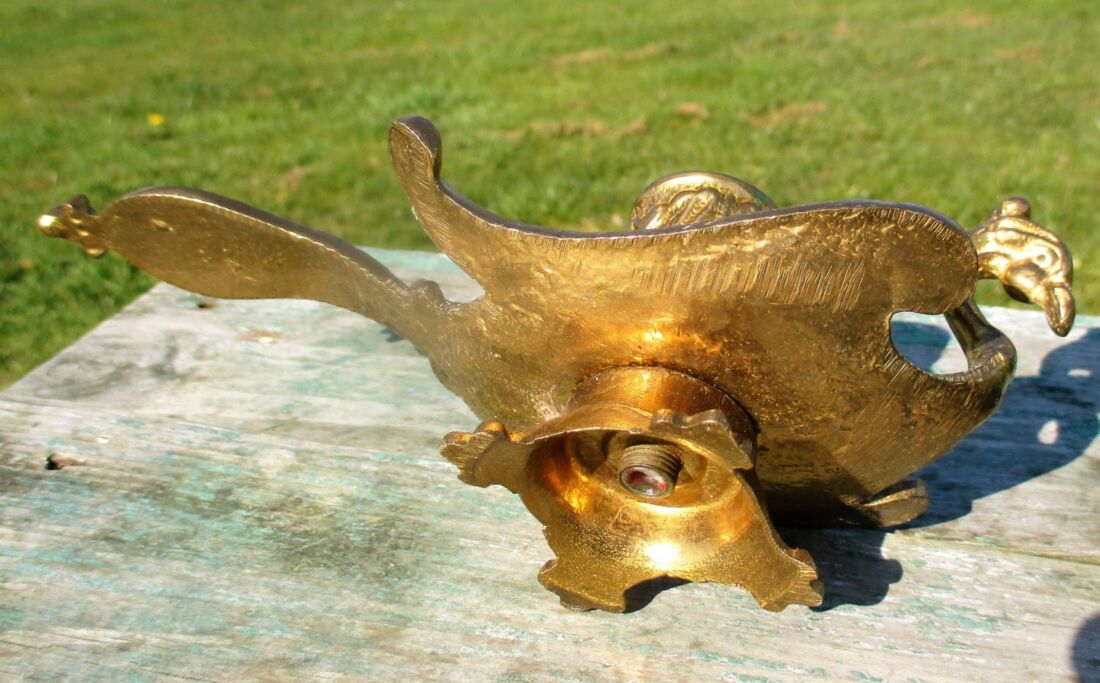 Vintage French Griffin Brass Candle Holder Dragon Gothic